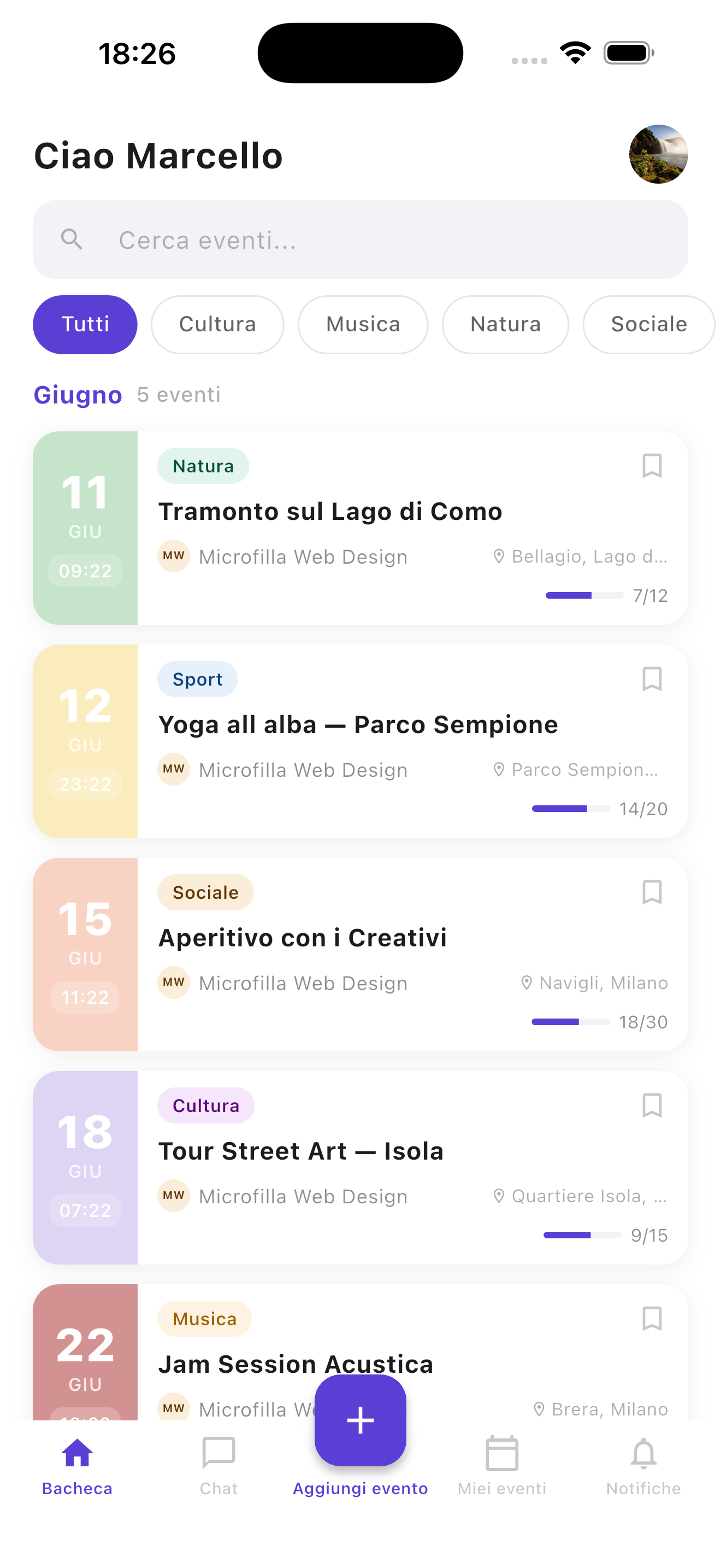 Bacheca eventi
